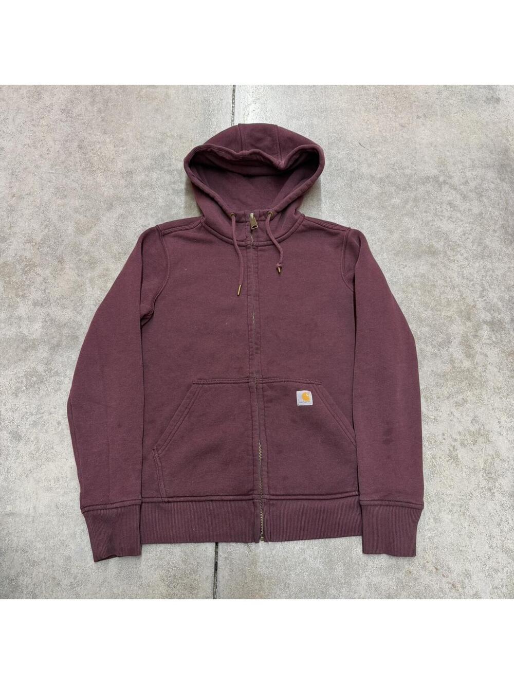 vintage carhartt burgandy heavyweight zip up hoodie size small WOMENS